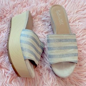Anthropologie Splendid Wedge Platform Slides Slip On Heeled Sandals Sz 8…